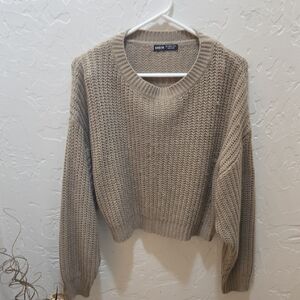 SHEIN Taupe Knit Crewneck Sweater
